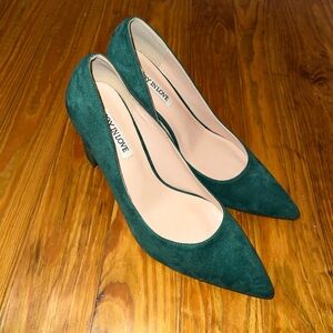 Joy In Love Women’s Suede Green Pointy Toe Block Heel Size 9.5